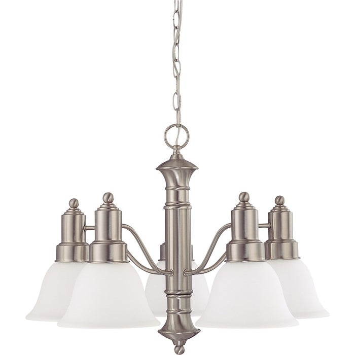 Nuvo Lighting Gotham 5 Light Chandelier, Frosted White/Brushed Nickel