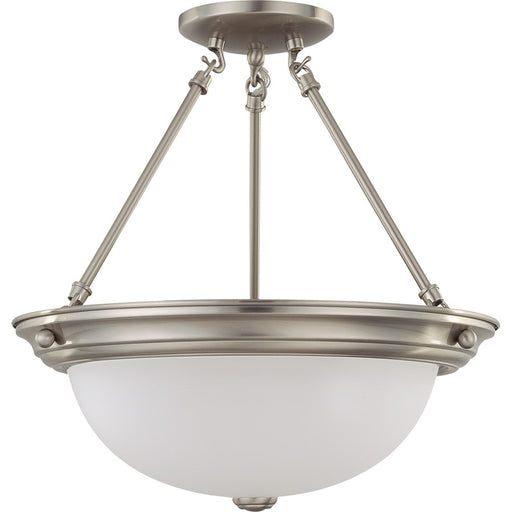 Nuvo Lighting 3-Light 15in Semi-Flush Mount | Brushed Nickel and Frosted White Glass | Hallway & Bedroom Ceiling Light | 15.25 x 15.5 in | Model 60-3246