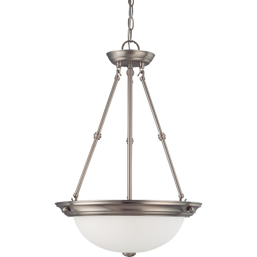 Nuvo Lighting 60-3247 15in 3-Light Pendant | Brushed Nickel and Frosted White Glass | Kitchen Island & Dining Room | 15 x 15 x 23 in | Model 60-3247