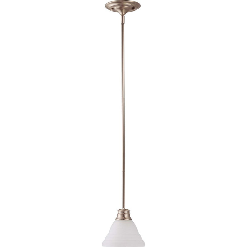Nuvo Empire 7in 1-Light Mini Pendant | Brushed Nickel and Frosted White Glass | Kitchen Island & Dining Room | 14 x 12 x 28 in | Model 60-3257