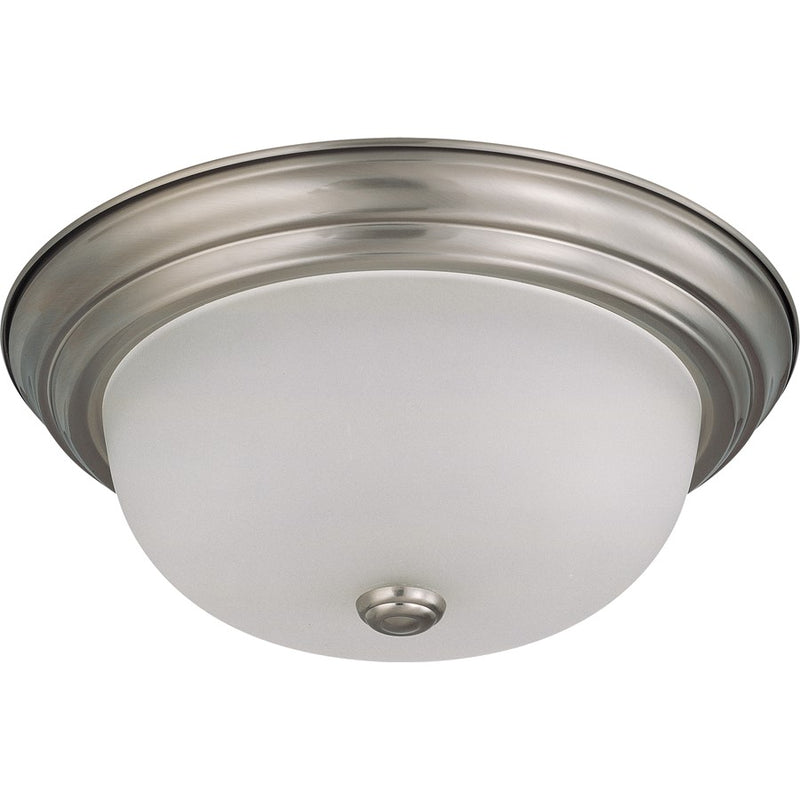 Nuvo Lighting 2-Light 13in Flush Mount | Brushed Nickel and Frosted White Glass | Bathroom & Hallway Ceiling Light | 13 x 13 x 5.4 in | Model 60-3262