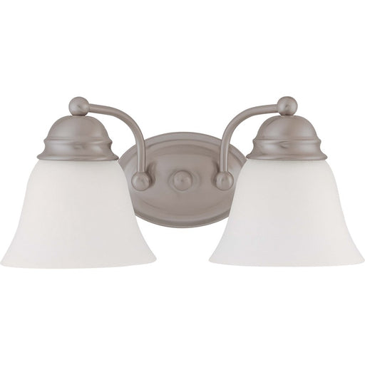Nuvo Lighting Empire 15in 2-Light Vanity Light | Brushed Nickel and Frosted White Glass | Bathroom Vanity | 14.875 x 6.125 in | Model 60-3265