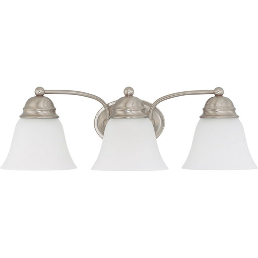 Nuvo Lighting Empire 21in 3-Light Bathroom Vanity Light | Brushed Nickel and Frosted White Glass | Bathroom & Powder Room | 20.5 x 6.125 in | Model 60-3266