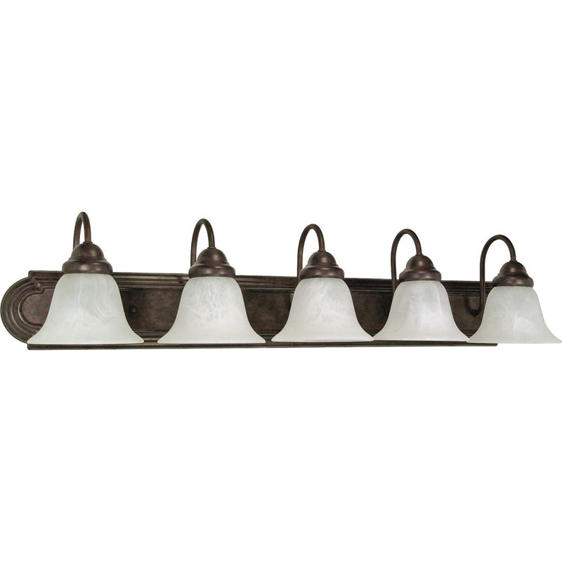 Nuvo Ballerina 36in 5-Light Vanity Light | Traditional Old Bronze and Alabaster Glass | Bathroom Vanity | 36 x 8.5 x 7.625 in | Model 60-327