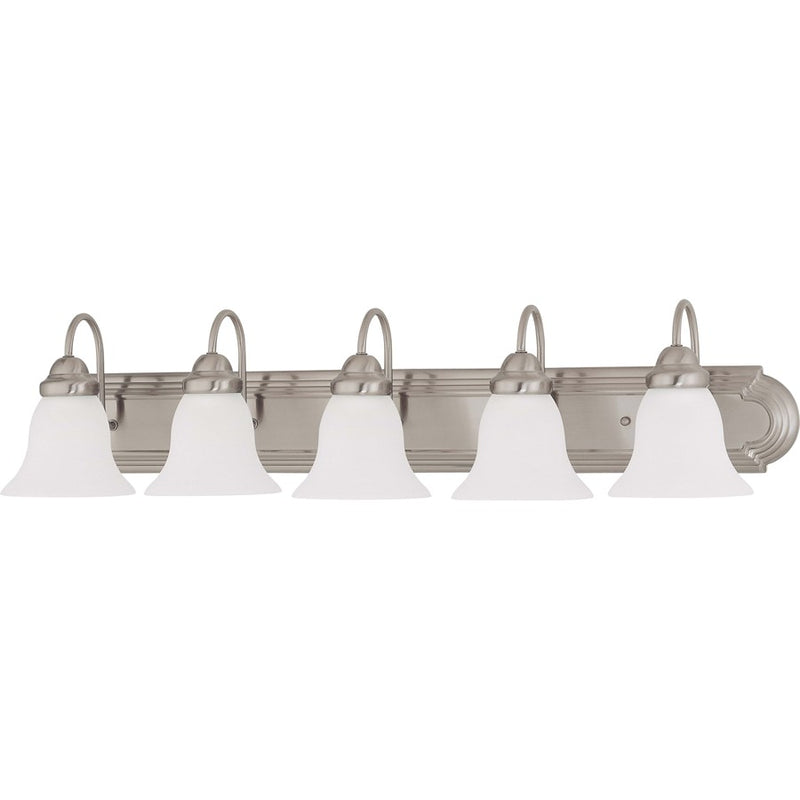 Nuvo Ballerina 36in 5-Light Vanity Light | Brushed Nickel and Frosted White Glass | Bathroom Vanity | 36 x 8.5 x 7.625 in | Model 60-3282