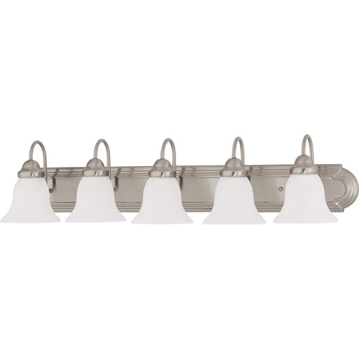 Nuvo Ballerina 36in 5-Light Vanity Light | Brushed Nickel and Frosted White Glass | Bathroom Vanity | 36 x 8.5 x 7.625 in | Model 60-3282