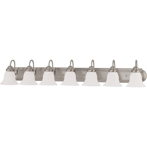 Nuvo Ballerina 48in 7-Light Vanity Light | Brushed Nickel and Frosted White Glass | Bathroom Vanity | 48 x 8.5 x 7.625 in | Model 60-3283