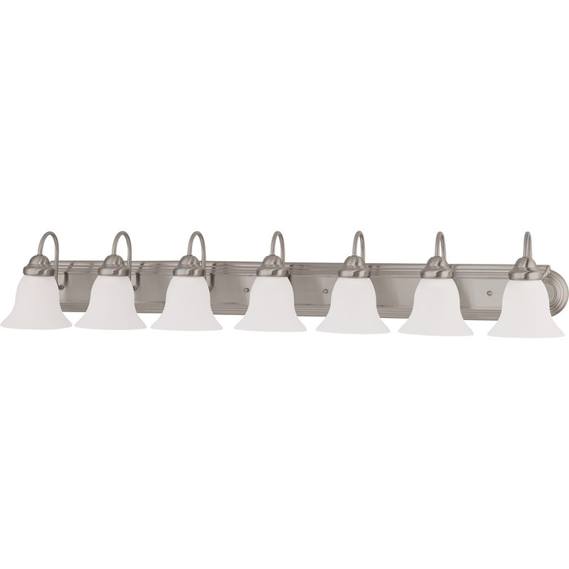 Nuvo Ballerina 48in 7-Light Vanity Light | Brushed Nickel and Frosted White Glass | Bathroom Vanity | 48 x 8.5 x 7.625 in | Model 60-3283