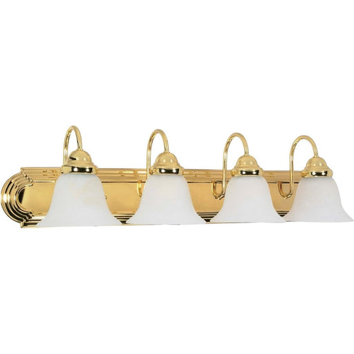 Nuvo Ballerina 30in 4-Light Vanity Light | Traditional Polished Brass and Alabaster Glass | Bathroom Vanity | 30 x 8 x 9 in | Model 60-330