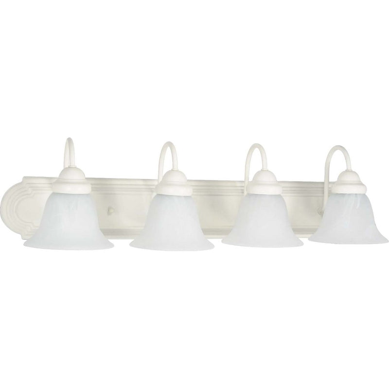 Nuvo Ballerina 30in 4-Light Vanity Light | Textured White and Alabaster Glass | Bathroom Vanity | 30 x 8.5 x 7.625 in | Model 60-334