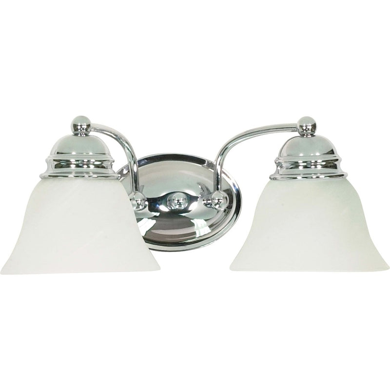 Nuvo Empire 2-Light 15in Vanity Light | Polished Chrome and Alabaster Glass | Bathroom Vanity | 14.875 x 6.25 x 8 in | Model 60-337