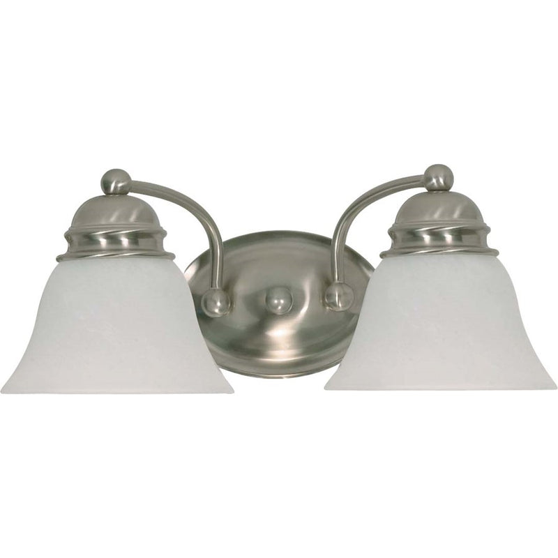 Nuvo Empire 15in 2-Light Vanity Light | Transitional Brushed Nickel and Alabaster Glass | Bathroom Vanity | 14.875 x 6.125 x 8 in | Model 60-341