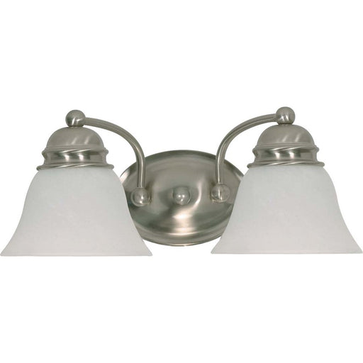 Nuvo Empire 15in 2-Light Vanity Light | Transitional Brushed Nickel and Alabaster Glass | Bathroom Vanity | 14.875 x 6.125 x 8 in | Model 60-341