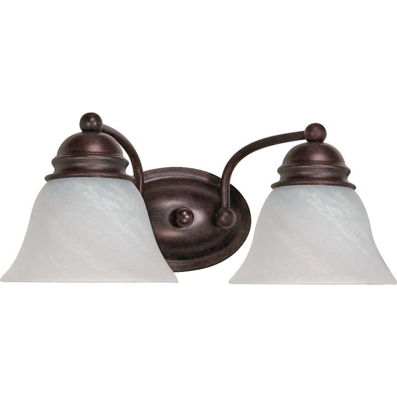 Nuvo Empire 15in 2-Light Vanity Light | Traditional Old Bronze and Alabaster Glass Bell Shades | Bathroom Vanity | 14.875 x 8 x 6.125 in | Model 60-345