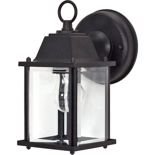Nuvo Lighting 60-3465 9in 1-Light Wall Sconce | Traditional Textured Black and Clear Beveled Glass | Outdoor Entryway & Covered Patio | 6 | Model 60-3465