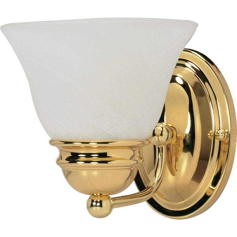 Nuvo Empire 1-Light 7in Vanity Light | Polished Brass and Alabaster Glass | Bathroom Vanity | 6.25 x 6.5 x 9 in | Model 60-348