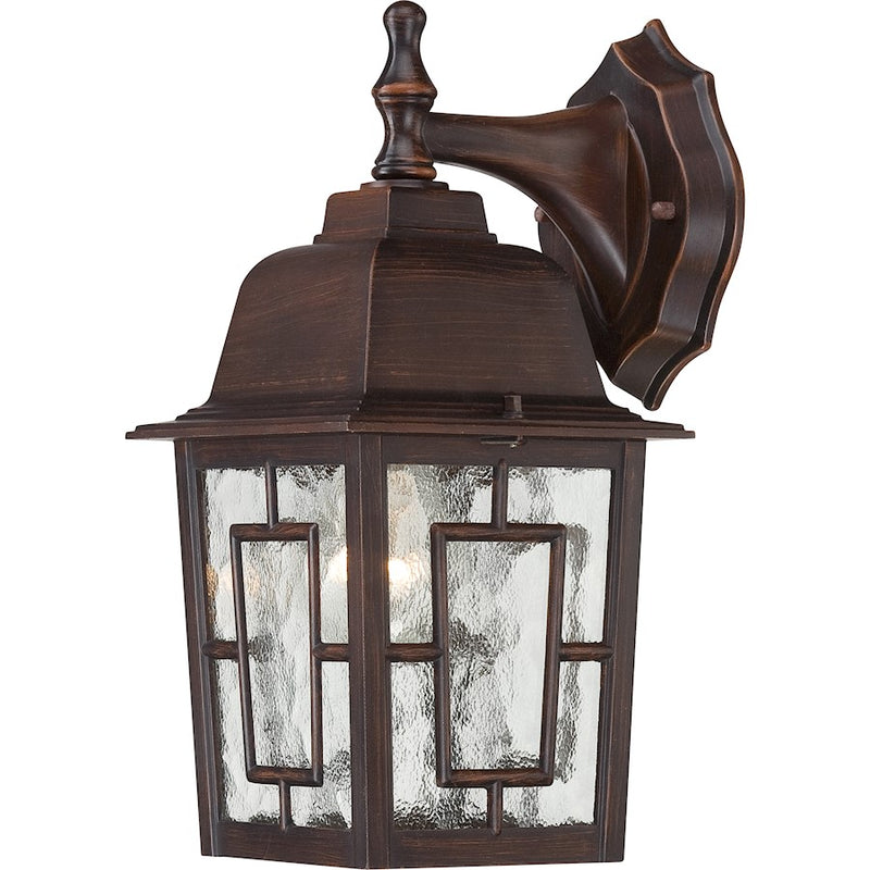 Nuvo Lighting Banyan 12in 1-Light Outdoor Wall Sconce | Traditional Rustic Bronze and Clear Water Glass | Covered Patio & Entryway | 6.13 | Model 60-3485