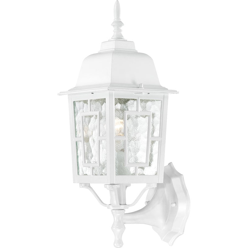 Nuvo Lighting Banyan 17in 1-Light Outdoor Wall Sconce | Traditional White and Clear Water Glass | Covered Patio & Entryway | 6.13 x 17 in | Model 60-3487
