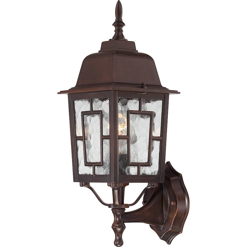 Nuvo Lighting Banyan 17in 1-Light Outdoor Wall Sconce | Traditional Rustic Bronze and Clear Water Glass | Covered Patios & Entryways | 17 | Model 60-3488