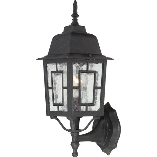 Nuvo Lighting Banyan 17in 1-Light Outdoor Wall Sconce | Traditional Textured Black and Clear Water Glass | Covered Patio & Entryway | 6.13 | Model 60-3489