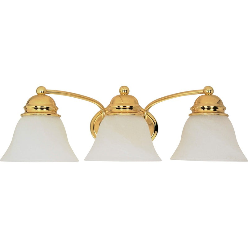 Nuvo Empire 21in 3-Light Vanity Light | Polished Brass and Alabaster Glass | Bathroom Vanity | 18 x 17 x 21 in | Model 60-350