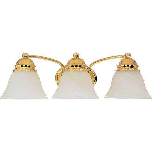 Nuvo Empire 21in 3-Light Vanity Light | Polished Brass and Alabaster Glass | Bathroom Vanity | 18 x 17 x 21 in | Model 60-350