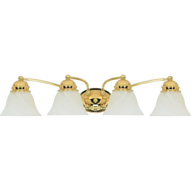 Nuvo Empire 29in 4-Light Vanity Light | Traditional Polished Brass and Alabaster Glass | Bathroom Vanity | 28.75 x 6.125 x 8 in | Model 60-351