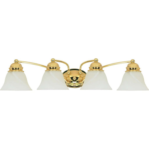 Nuvo Empire 29in 4-Light Vanity Light | Traditional Polished Brass and Alabaster Glass | Bathroom Vanity | 28.75 x 6.125 x 8 in | Model 60-351