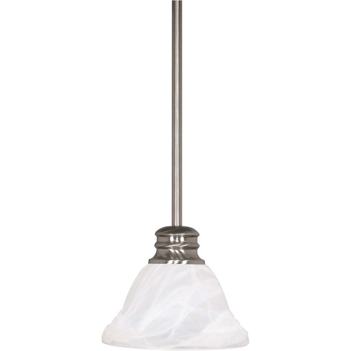 Nuvo Empire 7in 1-Light Mini Pendant | Brushed Nickel and Alabaster Swirl Glass | Kitchen Island & Breakfast Bar | Adjustable to 51in | Model 60-365