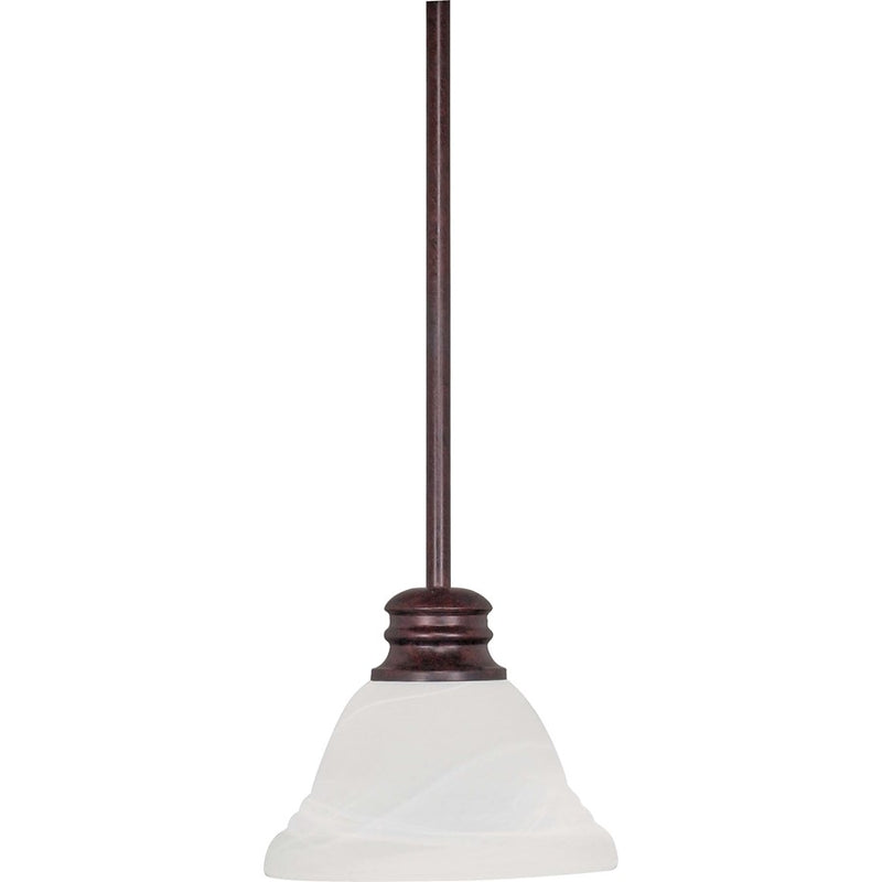 Nuvo Empire 7in 1-Light Mini Pendant | Traditional Old Bronze and Alabaster Swirl Glass | Kitchen Island & Dining Room | 7 x 7 x 51 in | Model 60-366