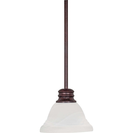Nuvo Empire 7in 1-Light Mini Pendant | Traditional Old Bronze and Alabaster Swirl Glass | Kitchen Island & Dining Room | 7 x 7 x 51 in | Model 60-366