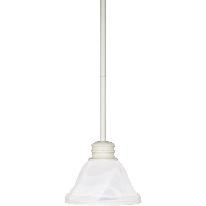 Nuvo Empire 7in 1-Light Mini Pendant | Textured White and Alabaster Swirl Glass | Kitchen Island & Hallway Accent | 7 x 7 x 51 in Adjustable | Model 60-368