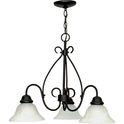 Nuvo Castillo 26in 3-Light Chandelier | Sonoma Bronze and Champagne Linen Glass | Dining Room & Living Room | 26 x 26 x 20 in | Model 60-378