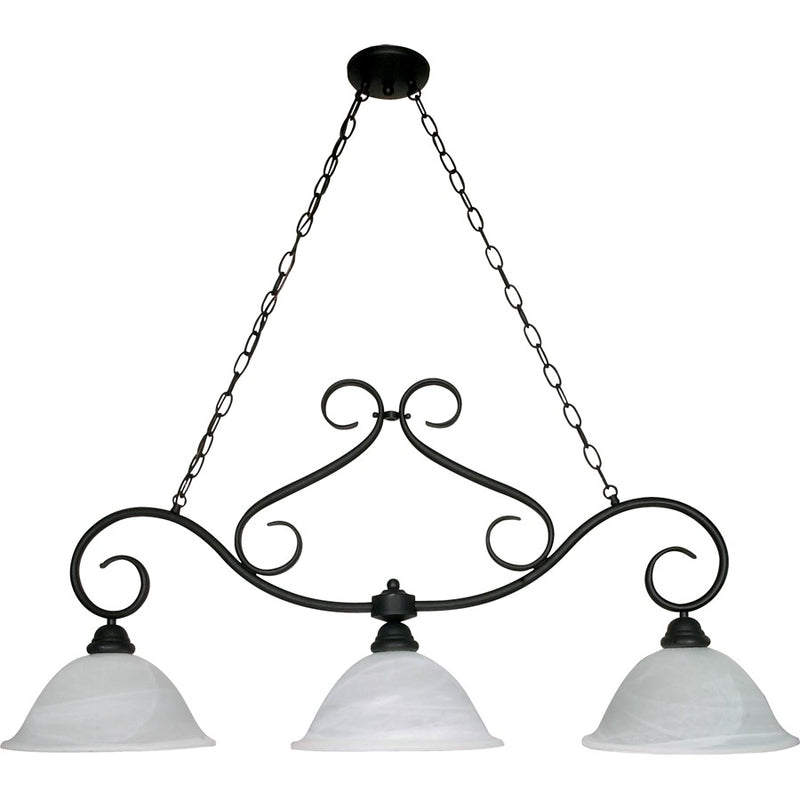 Nuvo Castillo 44in 3-Light Chandelier | Sonoma Bronze and Alabaster Swirl Glass | Dining Room & Living Room | 18 x 10 x 38 in | Model 60-382