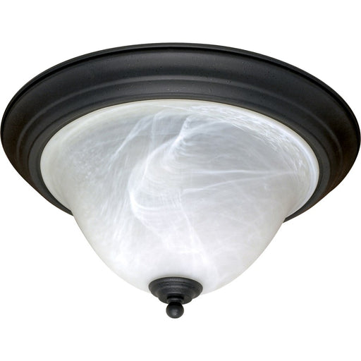 Nuvo Castillo 16in 2-Light Flush Mount | Textured Black and Alabaster Swirl Glass | Ceiling & Hallway & Bathroom | 15.25 x 8 x 16 in | Model 60-383