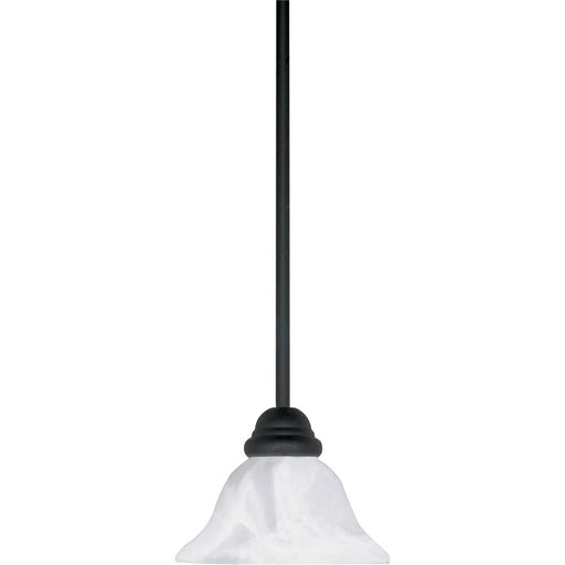 Nuvo Castillo 8in 1-Light Mini Pendant | Industrial Textured Black and Alabaster Swirl Glass | Kitchen Island & Dining Room | 7.25 x 45 in | Model 60-386