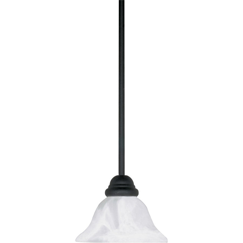 Nuvo Castillo 8in 1-Light Mini Pendant | Industrial Textured Black and Alabaster Swirl Glass | Kitchen Island & Dining Room | 7.25 x 45 in | Model 60-386