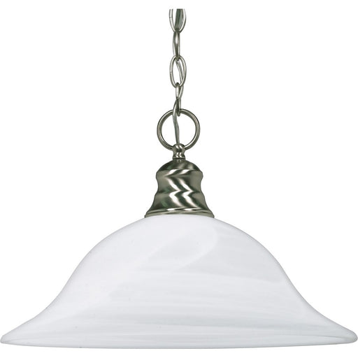 Nuvo Lighting 16in 1-Light Pendant | Brushed Nickel and Alabaster Glass | Kitchen Island & Dining Room | 18 x 8 x 18 in | Model 60-390