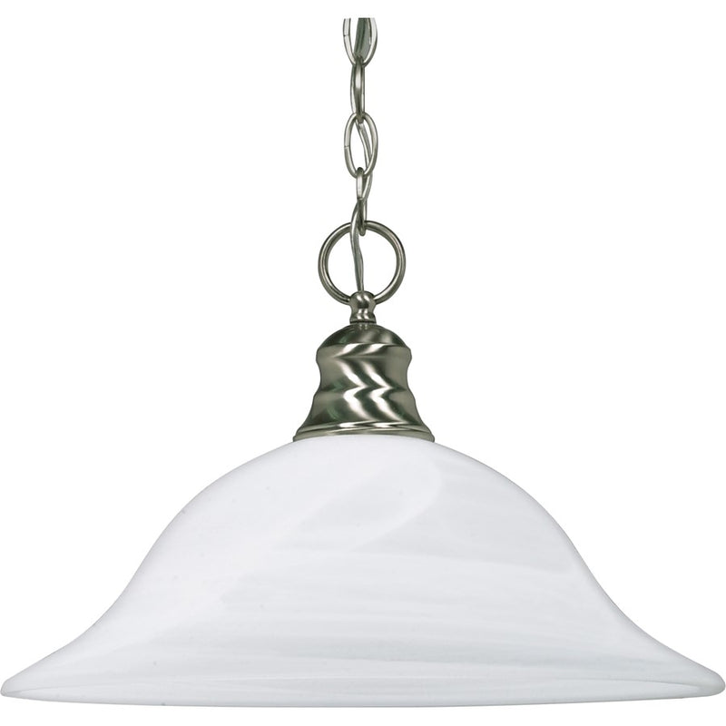 Nuvo Lighting 16in 1-Light Pendant | Brushed Nickel and Alabaster Glass | Kitchen Island & Dining Room | 18 x 8 x 18 in | Model 60-390