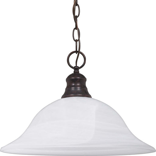 Nuvo Lighting 60-391 16in 1-Light Pendant | Traditional Old Bronze and Alabaster Glass | Kitchen Island & Dining Room | 16 x 16 x 11.5 in | Model 60-391