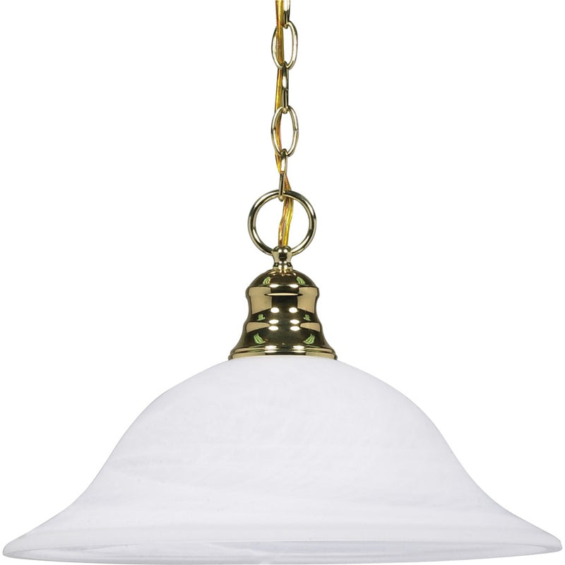 Nuvo Lighting 16in 1-Light Pendant | Polished Brass and Alabaster Glass | Kitchen Island & Dining Room | 16 x 16 x 11.5 in | Model 60-392