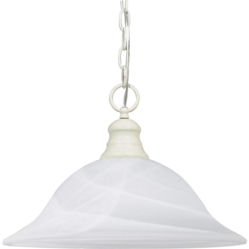 Nuvo Lighting 16in 1-Light Pendant | Textured White and Alabaster Glass | Kitchen Island & Dining Room | 18 x 8 x 18 in | Model 60-393