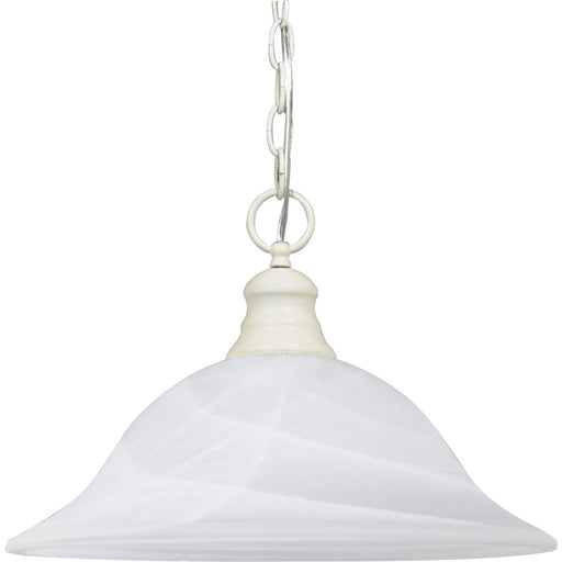 Nuvo Lighting 16in 1-Light Pendant | Textured White and Alabaster Glass | Kitchen Island & Dining Room | 18 x 8 x 18 in | Model 60-393