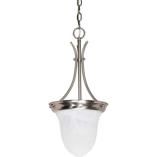 Nuvo Lighting 1-Light 10in Pendant | Brushed Nickel and Alabaster Glass Bell | Kitchen Island & Dining Room | 9.75 x 9.75 x 20.5 in | Model 60-394