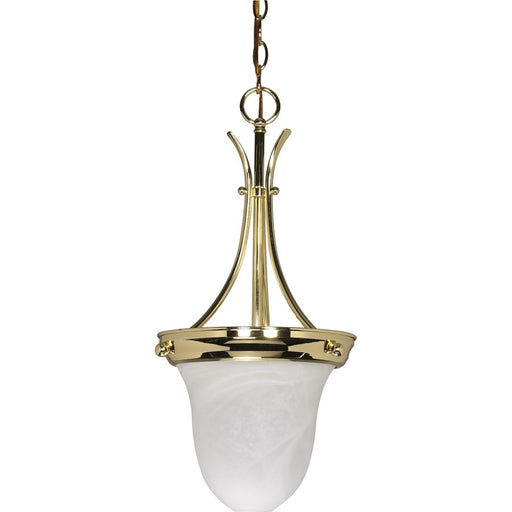 Nuvo Lighting 60-396 10in 1-Light Pendant | Traditional Polished Brass and Alabaster Glass | Kitchen Island & Dining Room | 9.75 x 9.75 x | Model 60-396