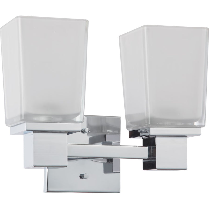 Nuvo Parker 11.25in 2-Light Vanity Light | Prairie-Style Polished Chrome and Sandstone Etched Glass | Bathroom Vanity | 11.25 x 6.375 x | Model 60-4002