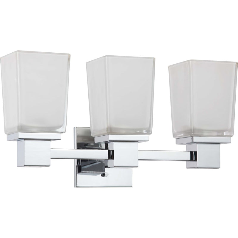 Nuvo Parker 18.75in 3-Light Vanity Light | Prairie Modern Polished Chrome and Sandstone Etched Glass | Bathroom Vanity | 18.75 x 6.375 x | Model 60-4003
