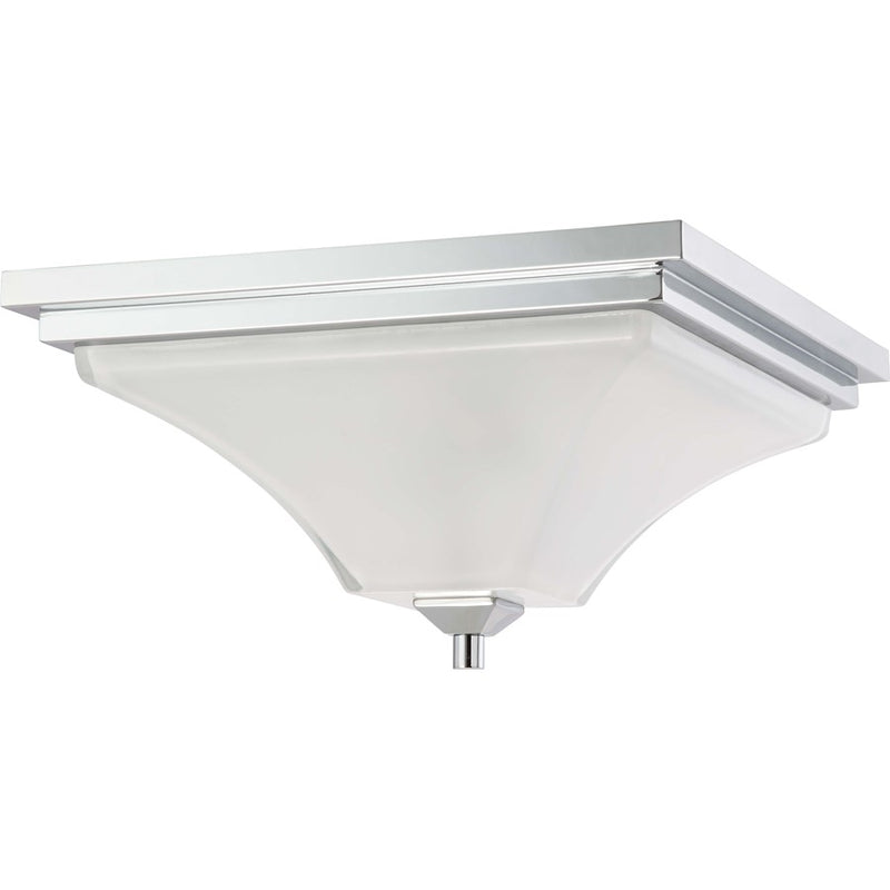 Nuvo Parker 15in 2-Light Flush Mount | Modern Prairie Polished Chrome and Sandstone Etched Glass | Bathroom & Hallway | 17 x 17 x 8 in | Model 60-4006