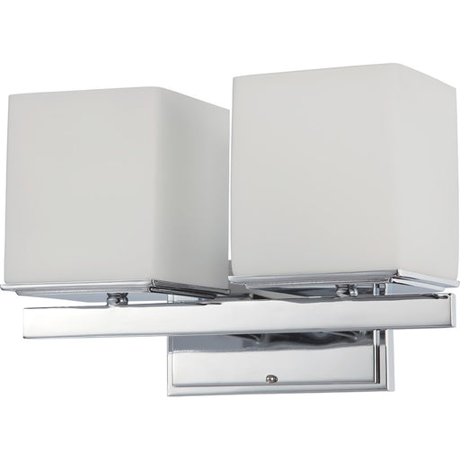 Nuvo Bento 14.25in 2-Light Vanity Light | Polished Chrome and Satin White Glass | Bathroom Vanity | 14.25 x 7 x 9.25 in | Model 60-4082