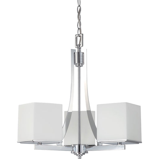 Nuvo Lighting Bento 20in 3-Light Chandelier | Contemporary Polished Chrome and Satin White Glass | Dining Room & Living Room | 20 x 8 x 23 | Model 60-4085